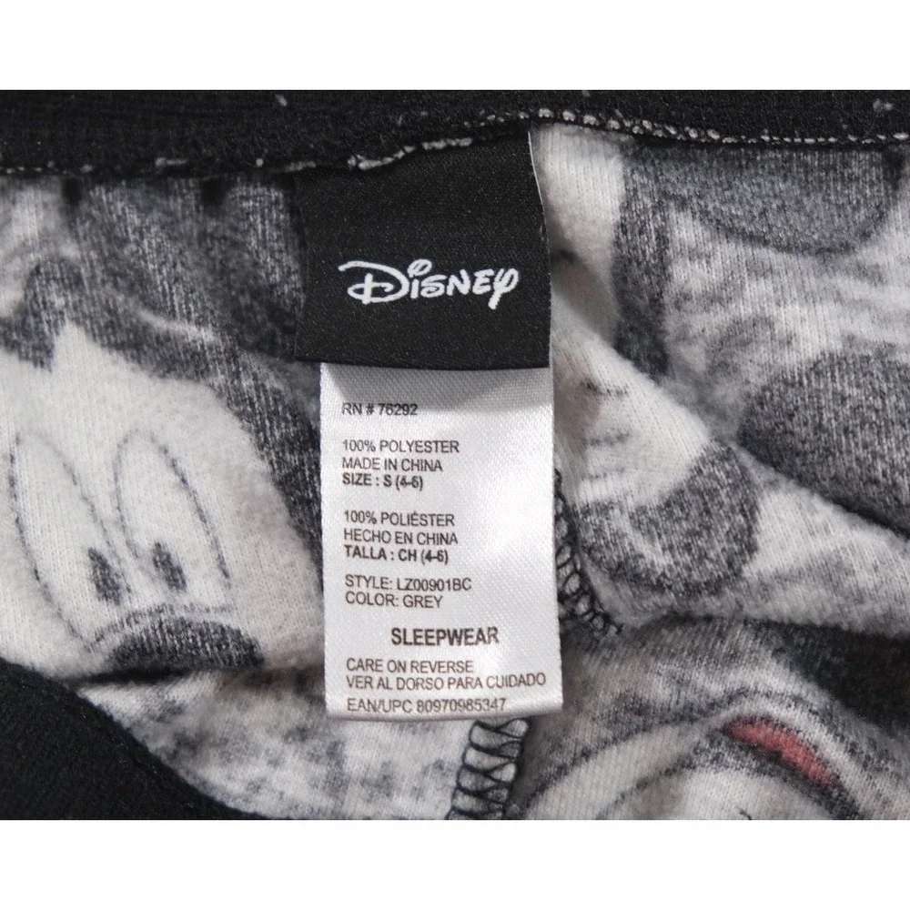 Disney‎ Pajama Pants Womens S Grey Mickey Mouse Jogger Fleece All Over Print